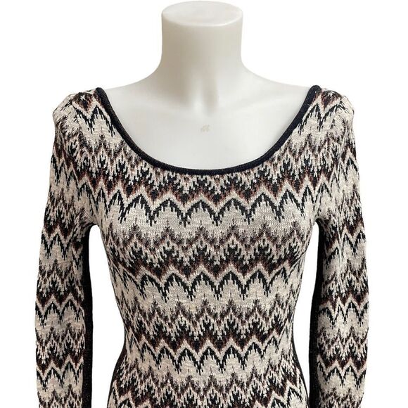 Free People Cozy Cabin Sweater Dress aztec metallic print deep scoop back XS - Picture 3 of 7